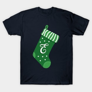 Christmas Stocking with Letter E T-Shirt